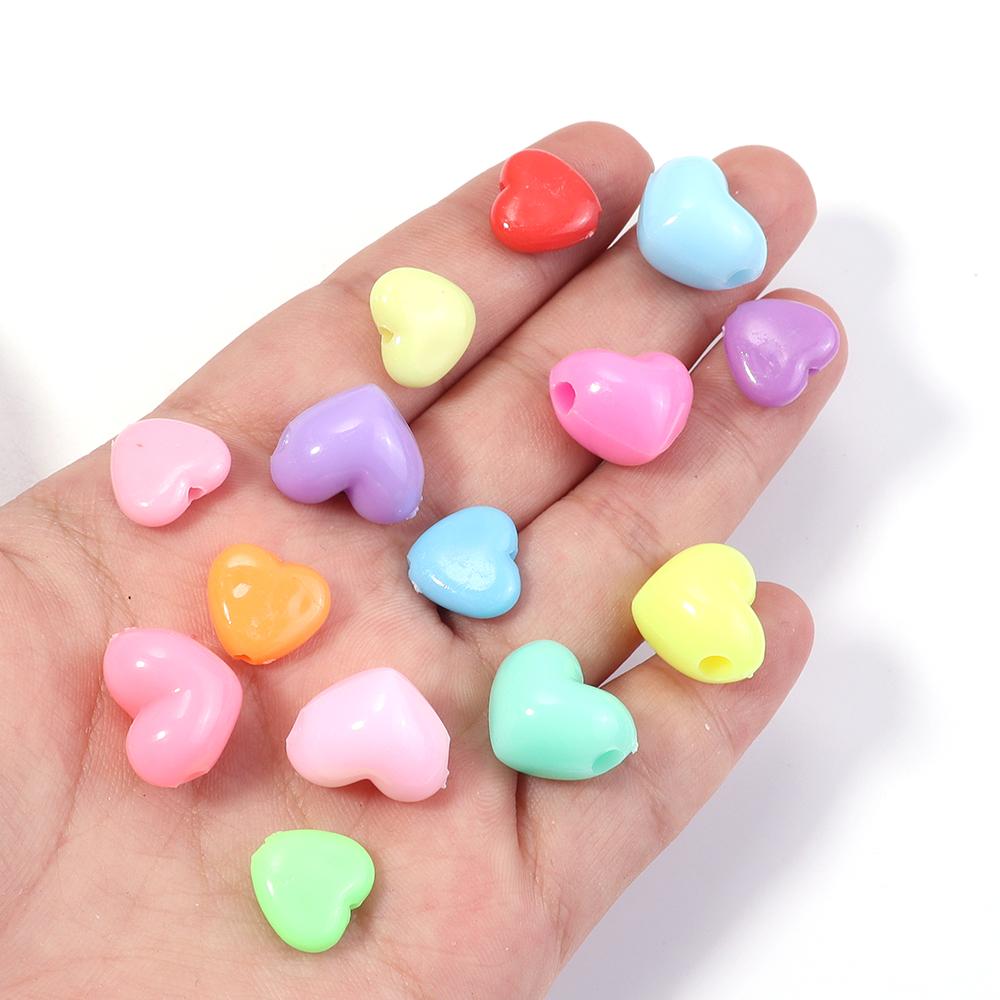 50pcs Candy Color Heart Acrylic Beads Loose Spacer Beads For Jewelry Making DIY Bracelet Necklace Phone Key Chain Accessories