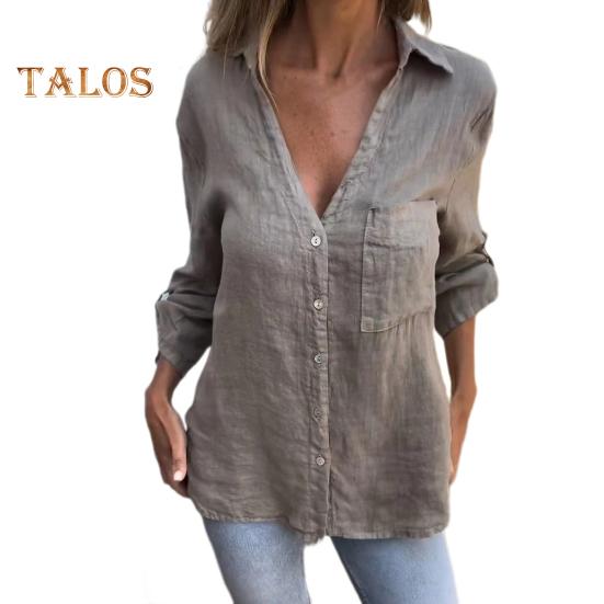 Женская рубашка с V-образным вырезом — фото 9