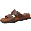 French simple temperament slope heel thick sole cover toe cool slippers women's summer wear 2025 new with skirt Roman sandals