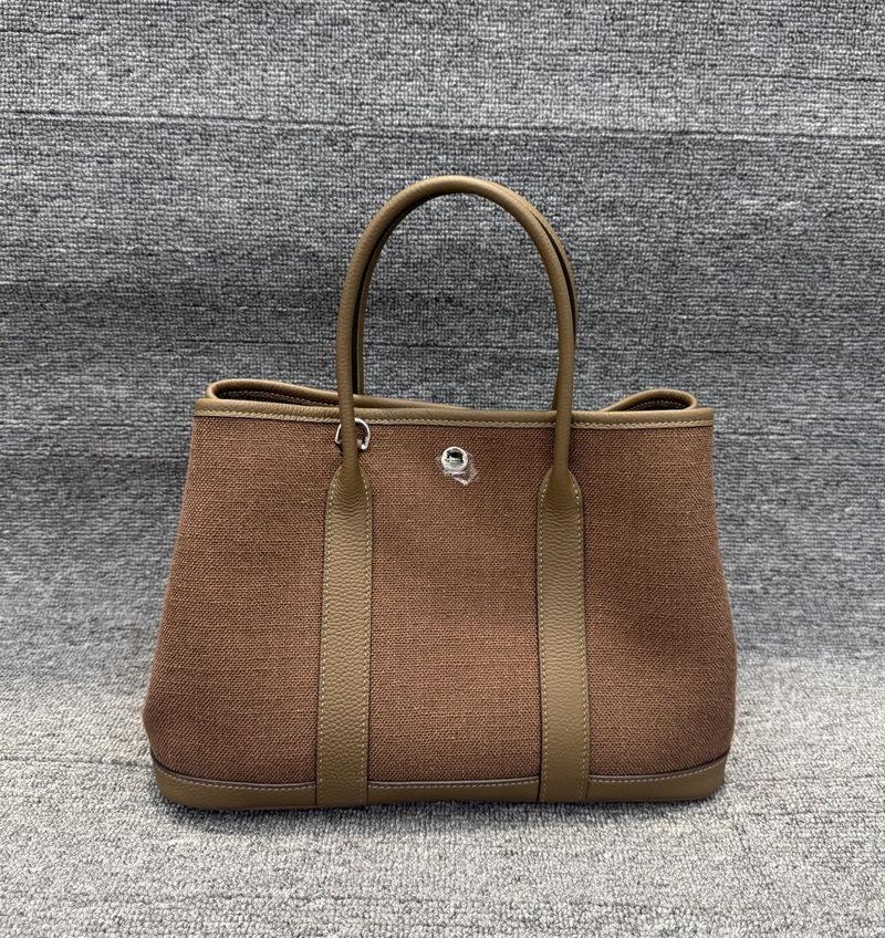 New 30CM Canvas with Genuine Leather First-layer Cowhide Garden Bag Portable Shoulder Oblique Span Women's Bag