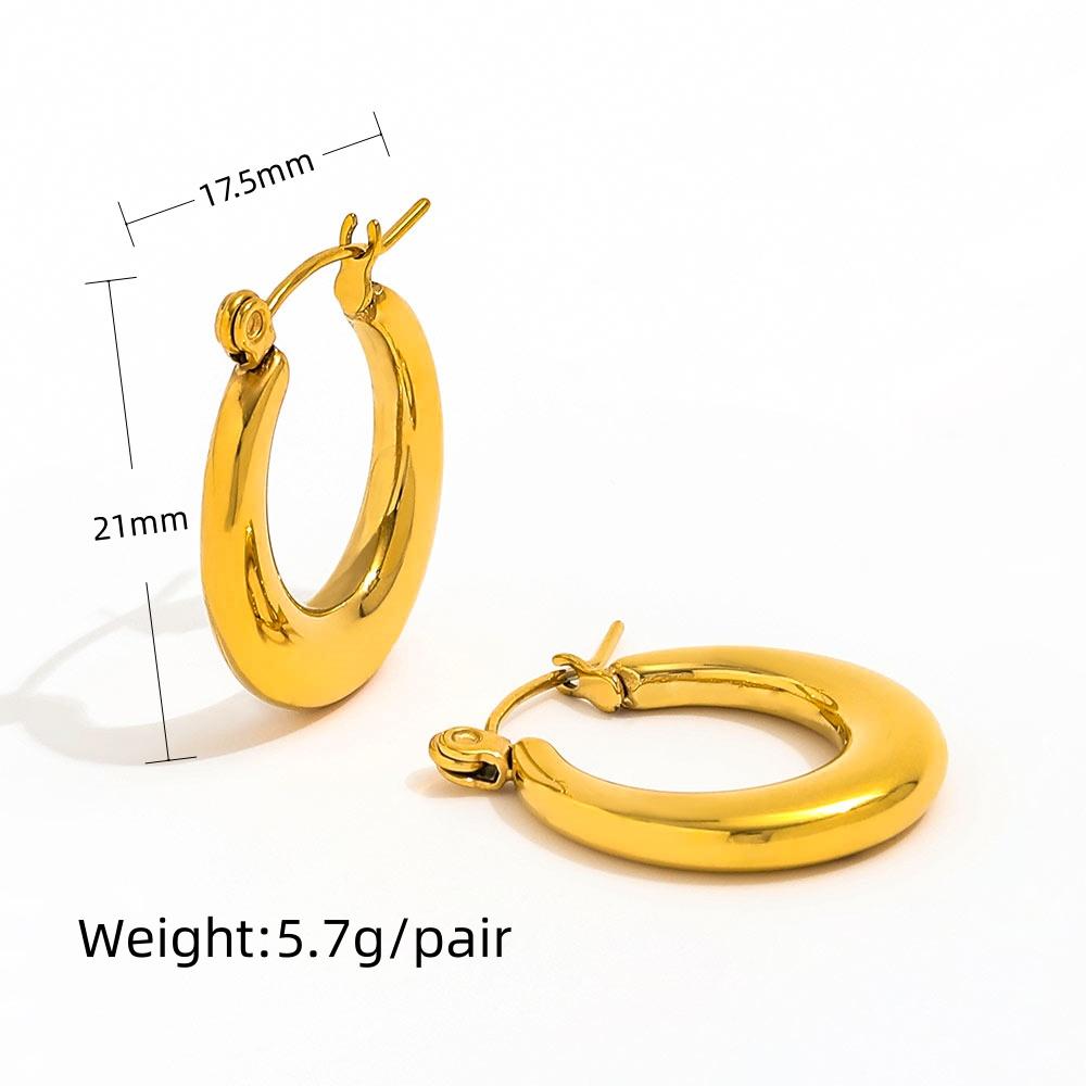 New PVD Gold Plated Oval Hoop Earring Stainless Steel Jewelry Minimalist Earring золотой