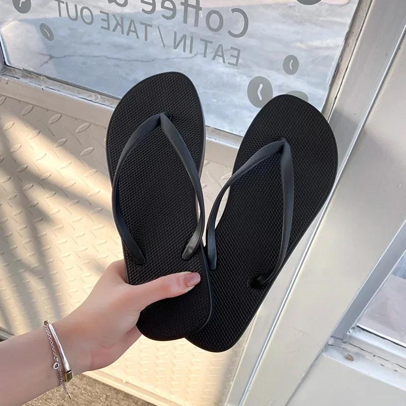 Women Summer Flip Flop Slippers Antiskid Bathroom Bathing Beach Beach Plywood Summer Cool Slippers Non-slip Breathable Fashion