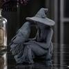 Unique Halloween Gift 3D Printed Witch Statue, Gothic And Raven Sculpture, Retro Style Room Decor Mystical Figurine for Home Desktop Shelf Mantel