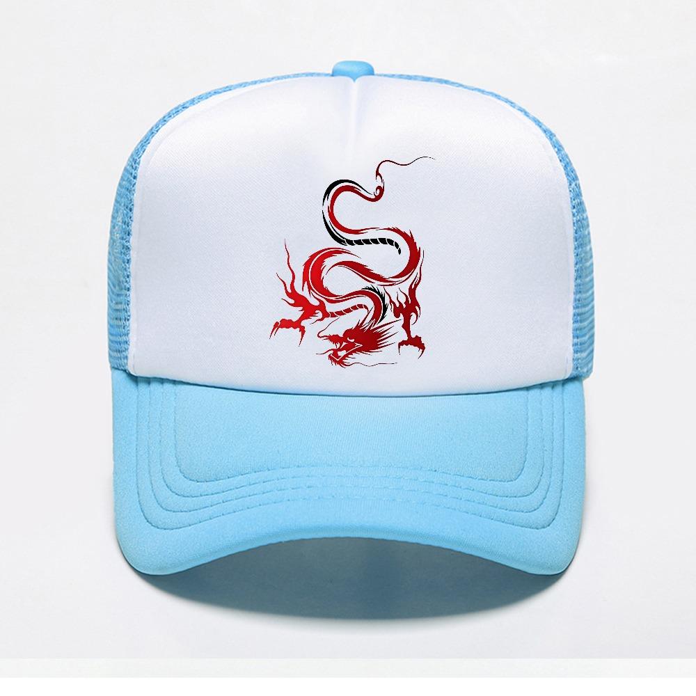 Chinese Dragon Unisexs Baseball Caps Totem Belief Womens Unisex Snapback Hat Outdoor mesh ventilate Gorras Trucker Cap