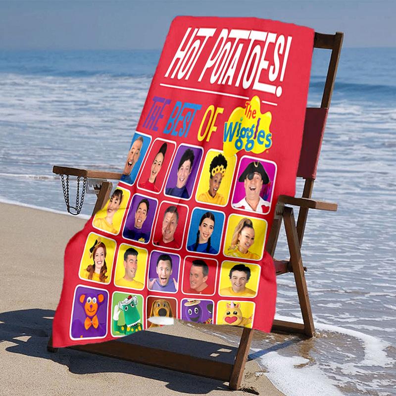 Beweis Strandtuch mit The Wiggles Muster - weich, saugfähig, schnelltrocknend, maschinenwaschbar - perfekt zum Schwimmen, Camping, Baden