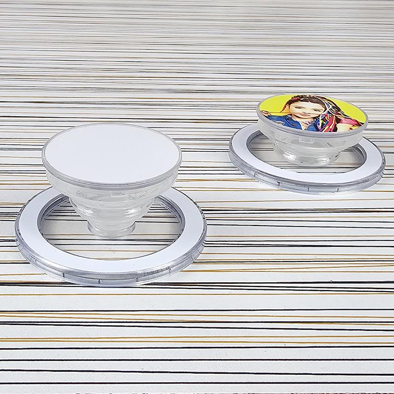 Transparent Telescopic Magnetic Phone Stand with Airbag Holder Transparent + Pearl White Aluminum Plate