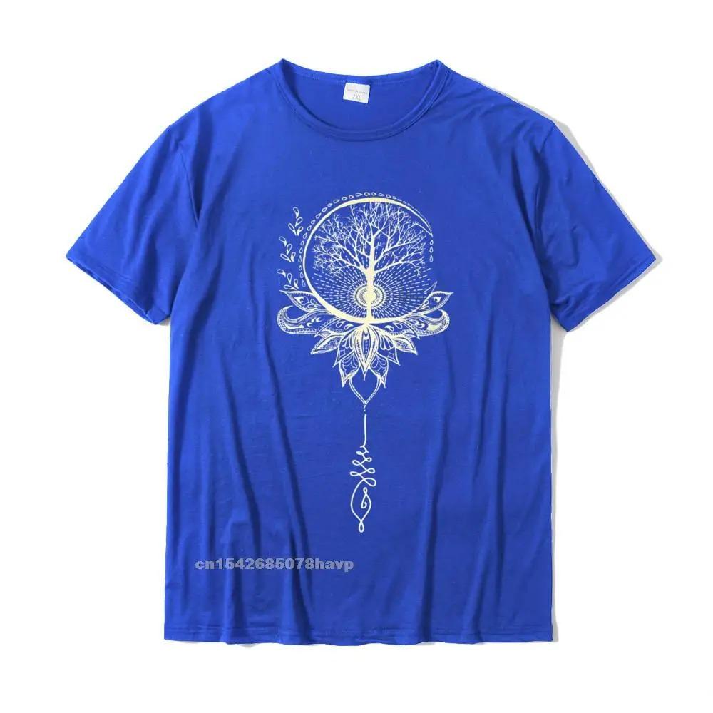 Mandala Lotus Unalome Tree Of Life T-Shirt Cotton Family Tops Shirts Discount Men's T Shirts Printed On