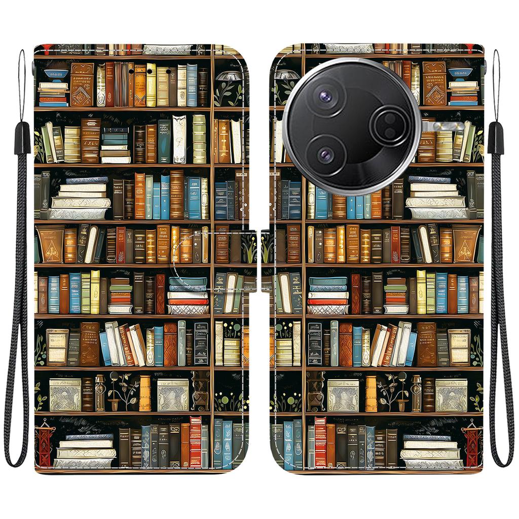 Handmade PU Leather Flip Case for Xiaomi Redmi K80 / K80 Pro Anti-Slip Shockproof Cover with Wrist Strap & Heart/Rose Cat Designs