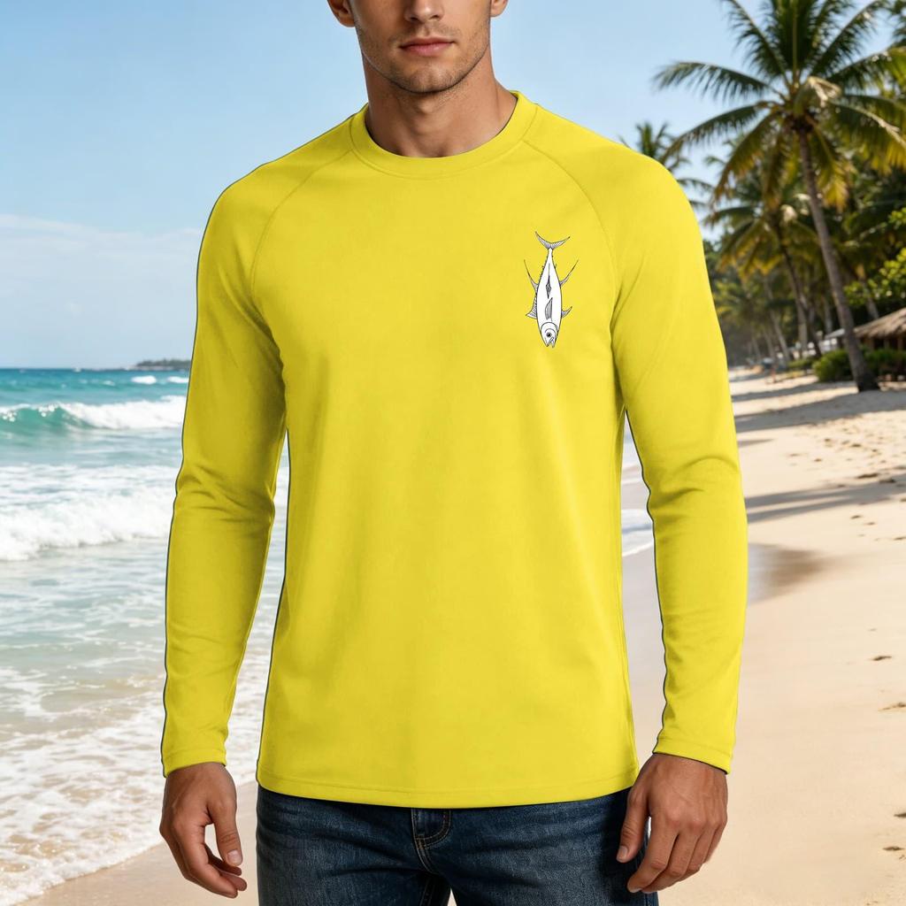 Men's Long Sleeve UPF 50 Plus Sun Protection Shirt Basic Breathable Loose Fit Outdoor Casual T-Shirt with Quick Dry Cooling Fabric