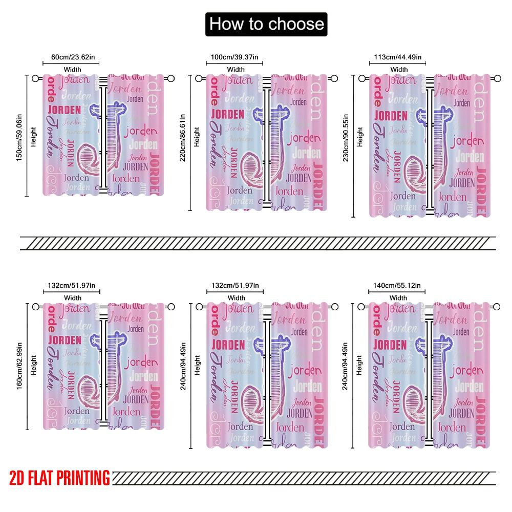 2pcs,2D Plane Printing Curtains Roller Blinds Jorden Collage Versatile Durable Polyester (without Rod) Home Decor for Living