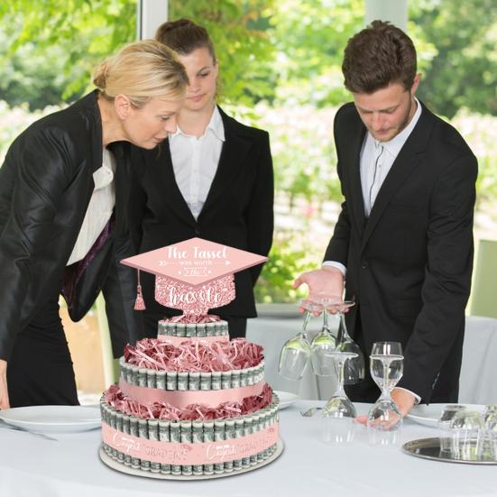 2025 Graduation Gifts 3 Tier Cake Filled with Cash Money Class of 2025 Graduation Decoration for Boys Girls High School College Grad Party Supplies
