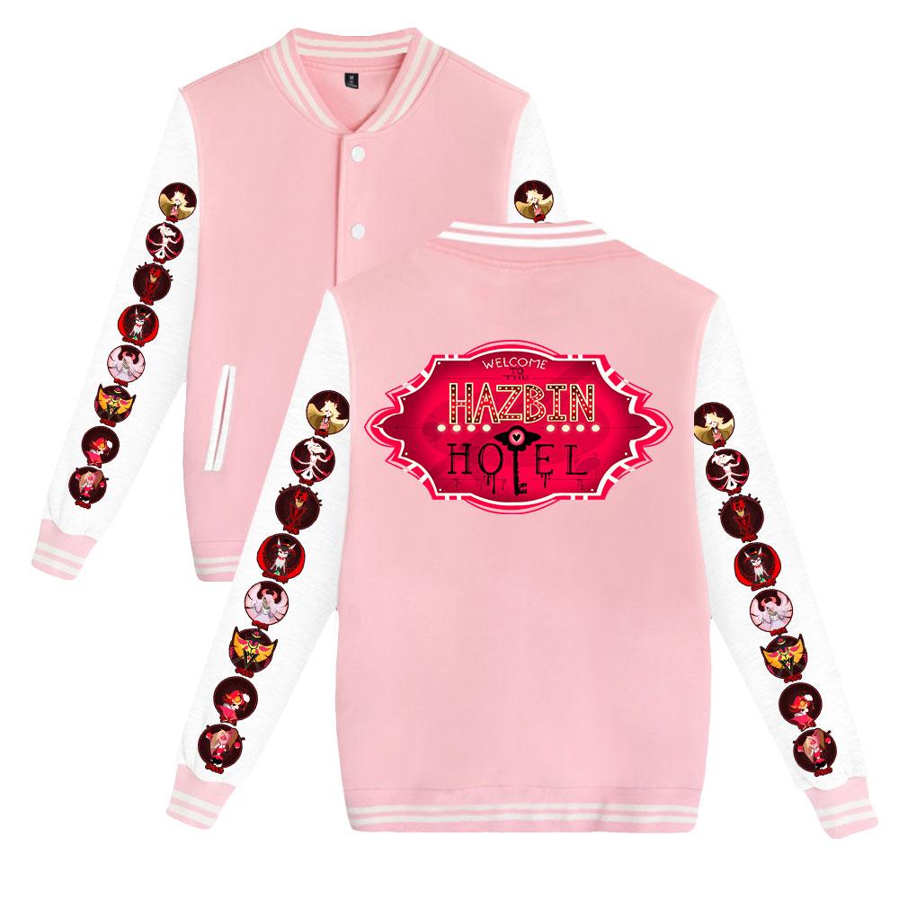 

Новые поступления, унисекс, модная бейсбольная толстовка с принтом отеля Hazbin для женщин и мужчин, спортивные куртки на открытом воздухе XXS