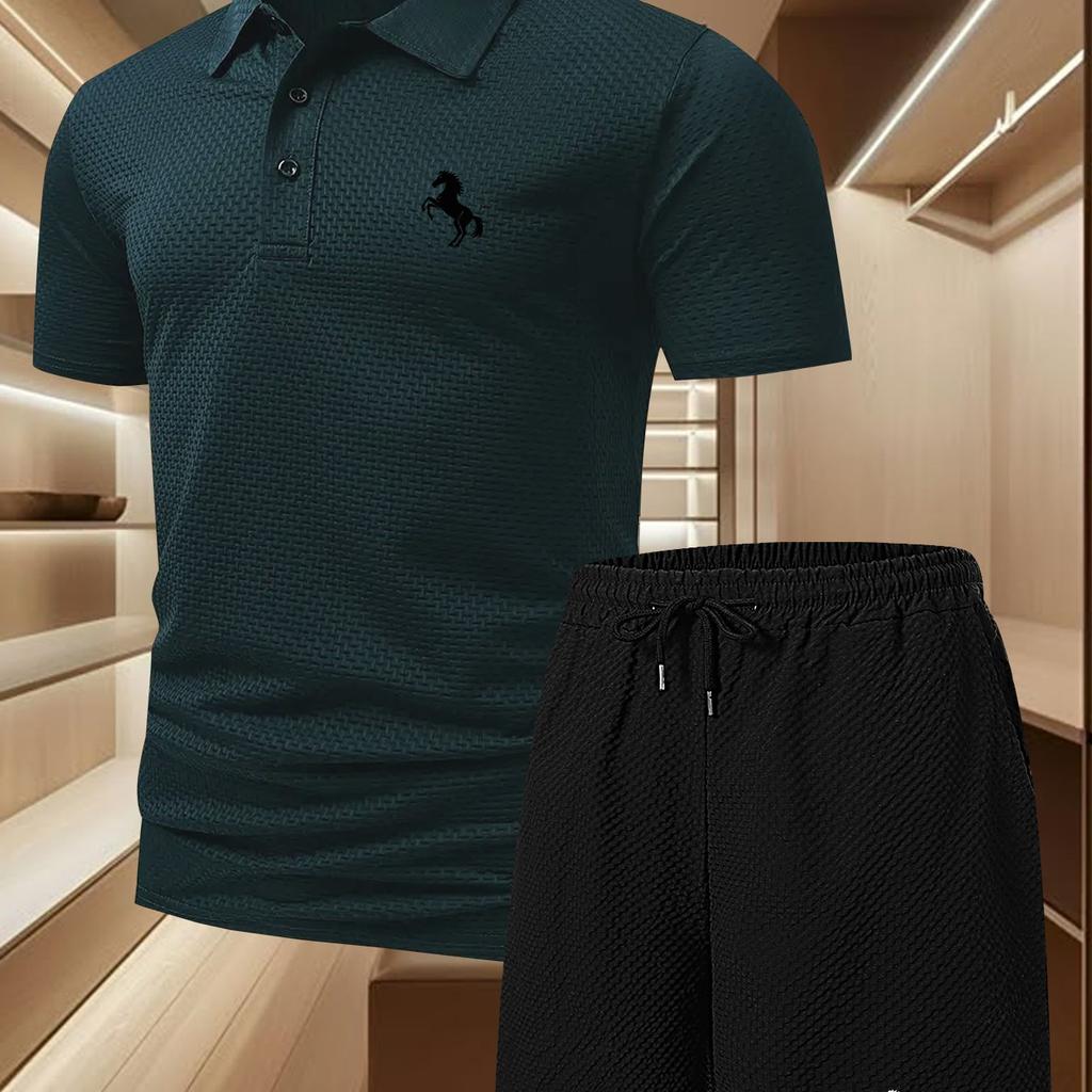 Conjuntos de Chándal de Verano para Hombre de 2 Piezas con Pantalones Cortos, Conjuntos de Sudadera de Manga Corta, Polos de Golf
