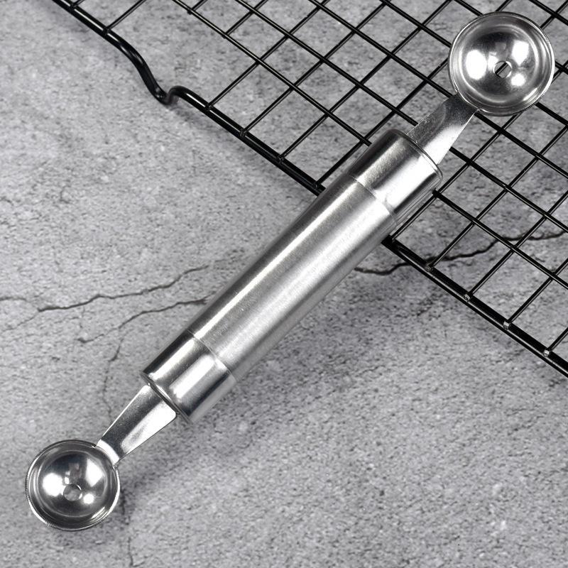 Coltello per intaglio frutta in acciaio inossidabile Doppia testa Scavino a sfera Coltello per intaglio ondulato Adatto Strumenti per cucina domestica Forniture