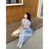 Rou8Ao Plus-Size Women's French-Style Short-Sleeve Dress 2026 Summer Slimming Waist-Cinching Doll Collar Long Dress for Curvy Women