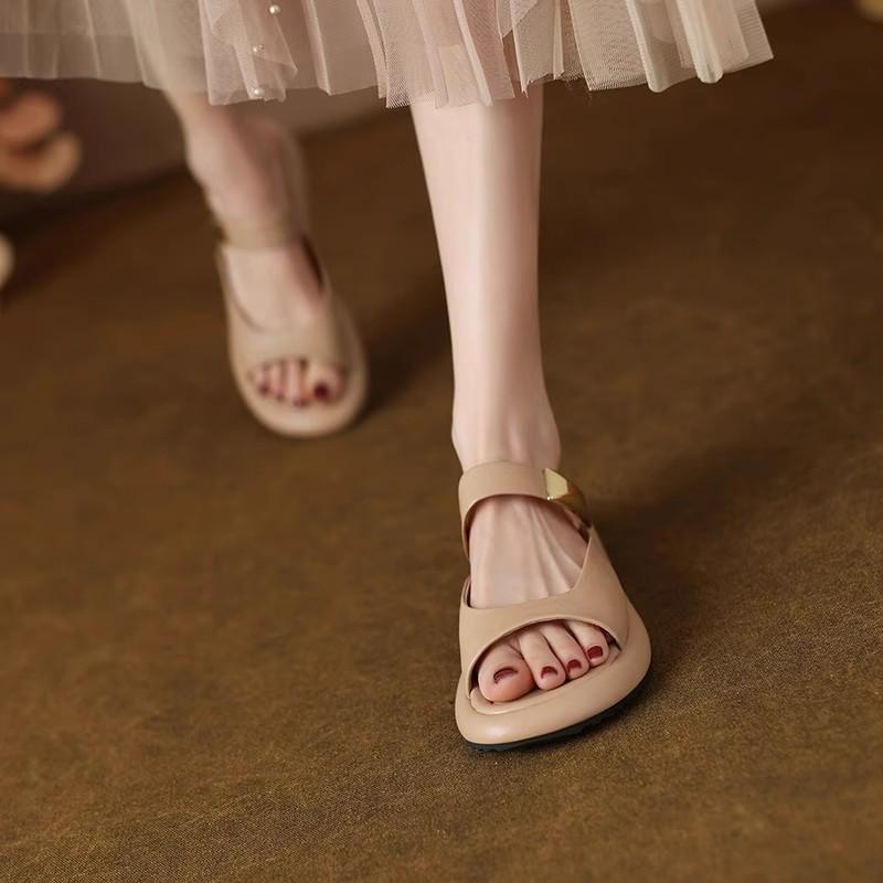 One-word Flat-bottomed Semi-sandals and Slippers