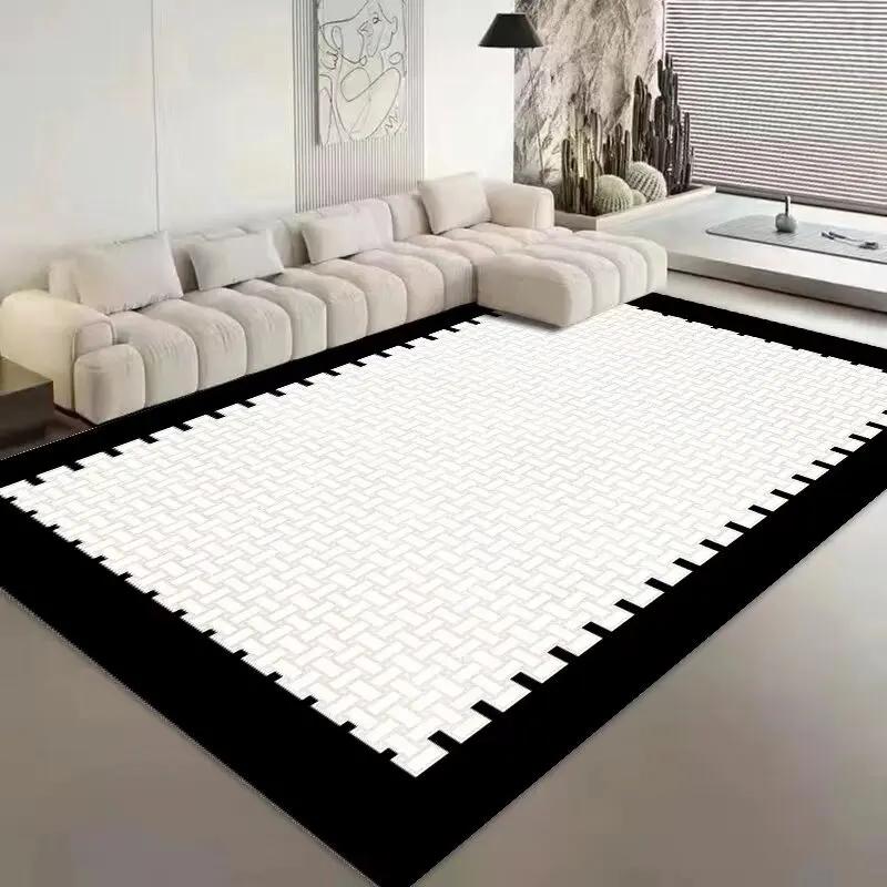 Modern Classic Lattice Carpet Home Decoration Living Room Large Area Bedroom Carpet Non-slip Fluffy Soft Rugs Washroom Floor Mat