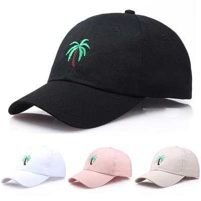 Men's Palm Tree Embroidery Baseball Cap Women Boy Coconut Tree Snapback Hip Hop Caps Outdoor Curved Black Cotton Dad Hat