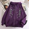 2023 Foreign Trade Zipper Sweater Dancing Skull Print Hoodie European and American Retro Y2K Genderless Jacket