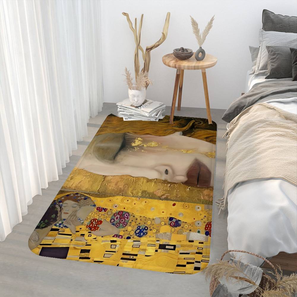 Gustav Klimt The Kiss Soft Hallway Carpet Non-Slip Laundry Room Mat Laundry Decor Balcony Child Living Room Toilet Rug