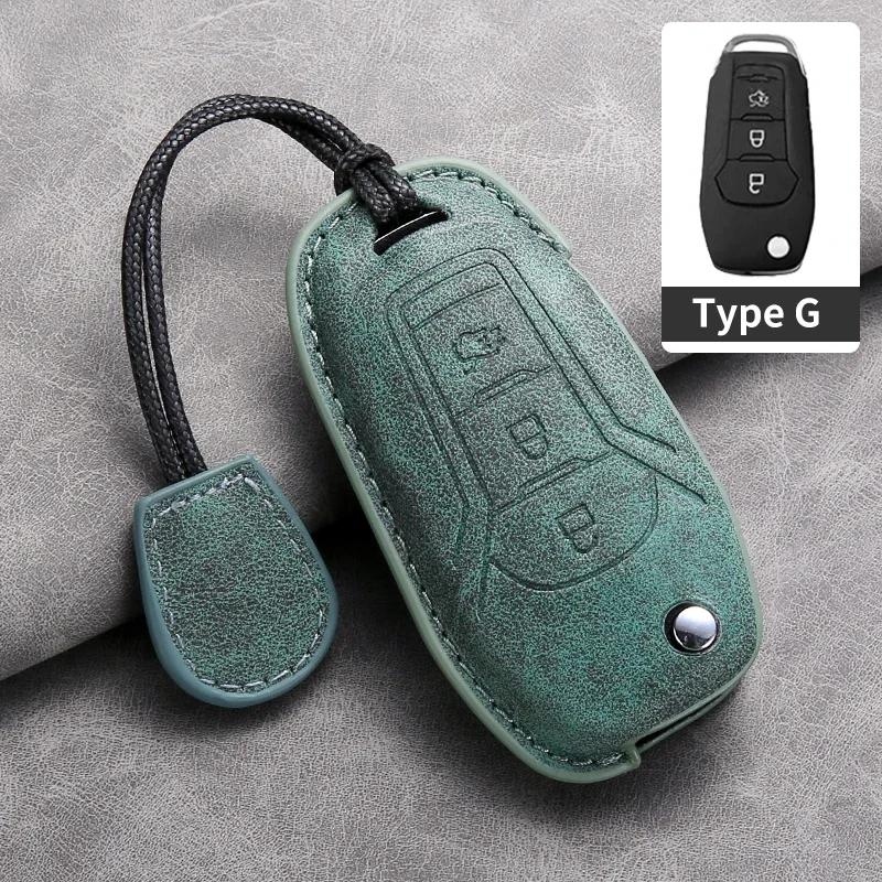 Leather 3 Buttons Car Flip Key Case Cover for Ford Figo 2017 Mondeo 5 Ecosport Puma 2020 Fiesta Mk8 Everest Ranger Protector Fob