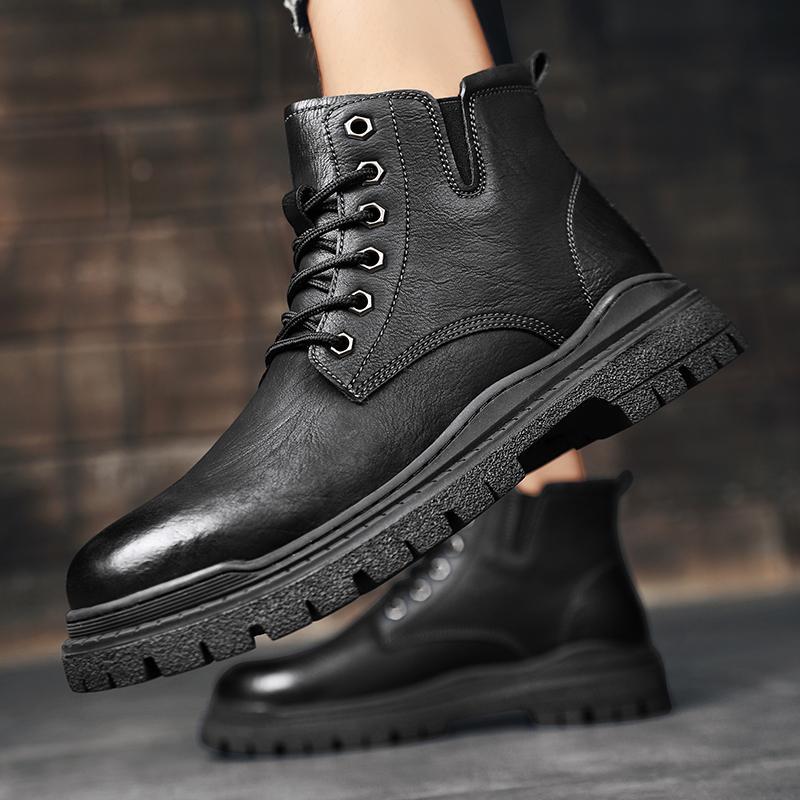 Men's Shoes Spring and Autumn Men's Casual Business Shoes Leather Shoes Men's Leather Surface Soft Sole Middle Aged Low Top Casual Shoes