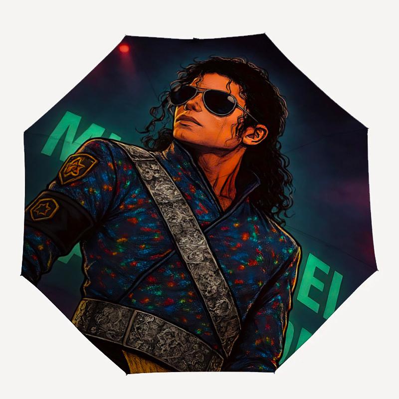 

1pc Michael Jackson Automatic Folding Umbrella - Compact 8-Rib Design, Durable Plastic & Iron, F104016