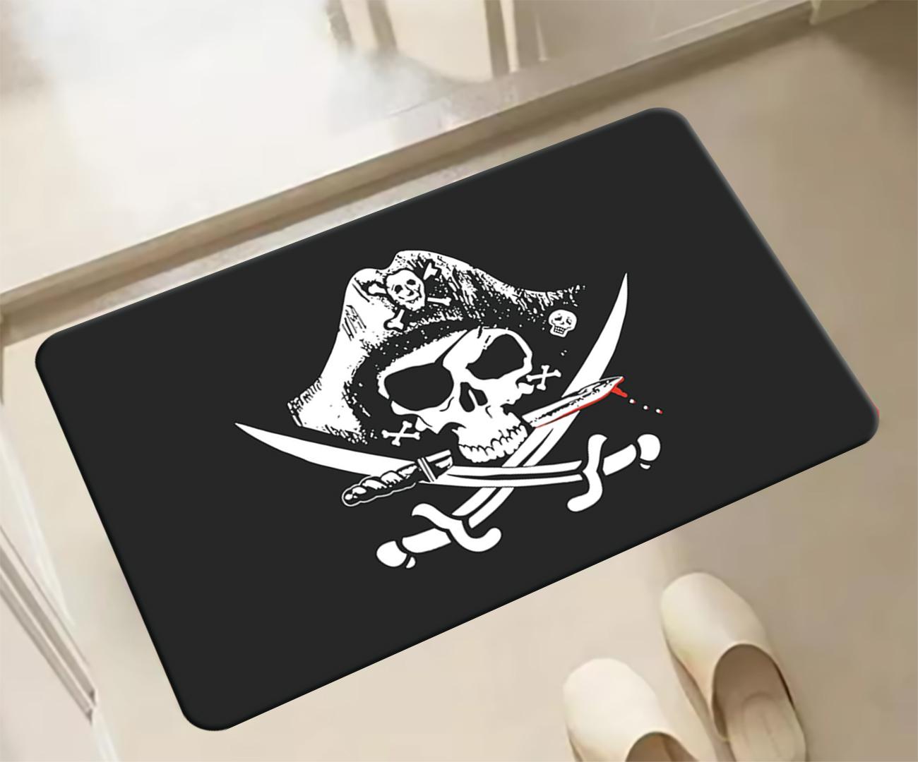 

1Pcs Pirate Jolly Roger Doormat Living Room Carpet Entrance Bathroom Floor Mat Door Rug Home Decoration 40cmx60cm