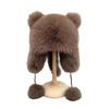 Verdickte Wintermütze mit Waschbärschwanz: Fuchsimitat Lei Feng Stil mit Ohrenschutz