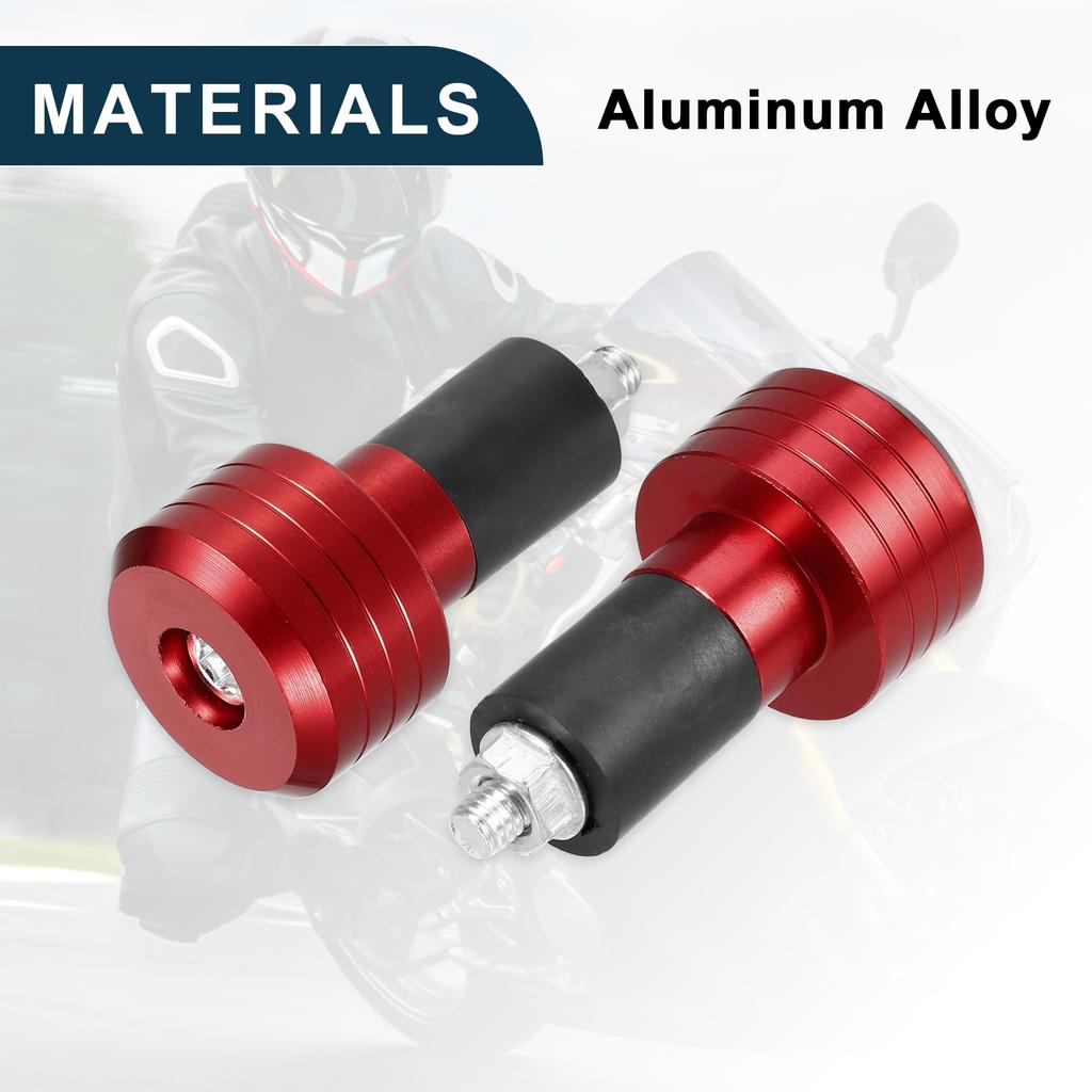 TUCKBOLD Motorcycle Handlebar End Aluminum inch Fashionable Front Handlebar Grip Cap Gear Balance Plugs, Alloy, 7/8 (22mm/30mm), OD, Plugs, Red,