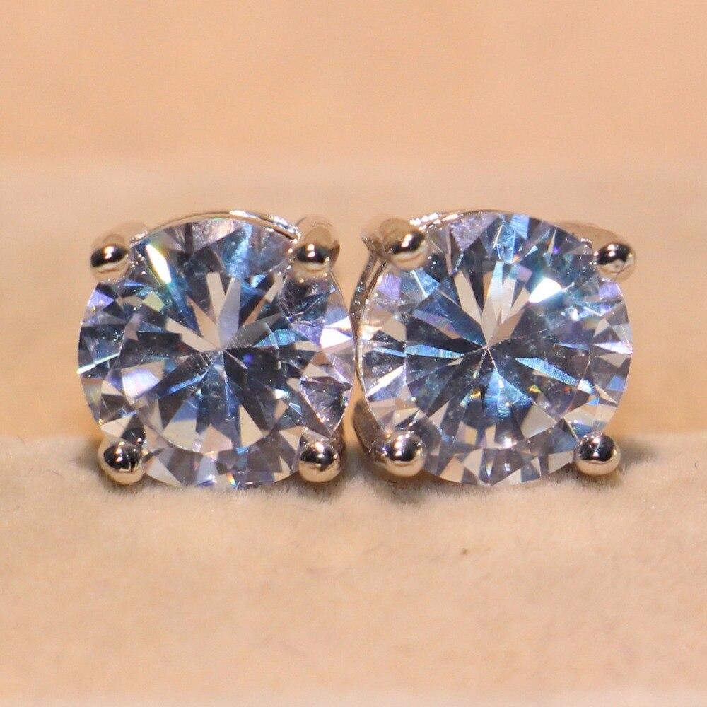 

Простые модные ювелирные изделия, серьги-гвоздики высокого качества, пасьянс из стерлингового серебра 925 пробы, круглые белые серьги с цирконием, милые серьги для женщин, подарок белый