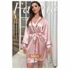 Women's Satin Robe V-Neck Kimono Bathrobe Loungewear Faux Silk Sleepwear for Home & Spa