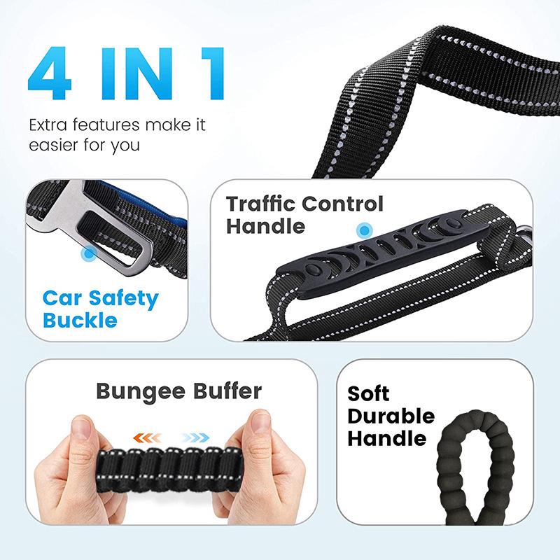 Shock-Absorbing Multi-Function Dog Leash for Large Dogs – Anti-Pull Elastic Design for Walking & Running