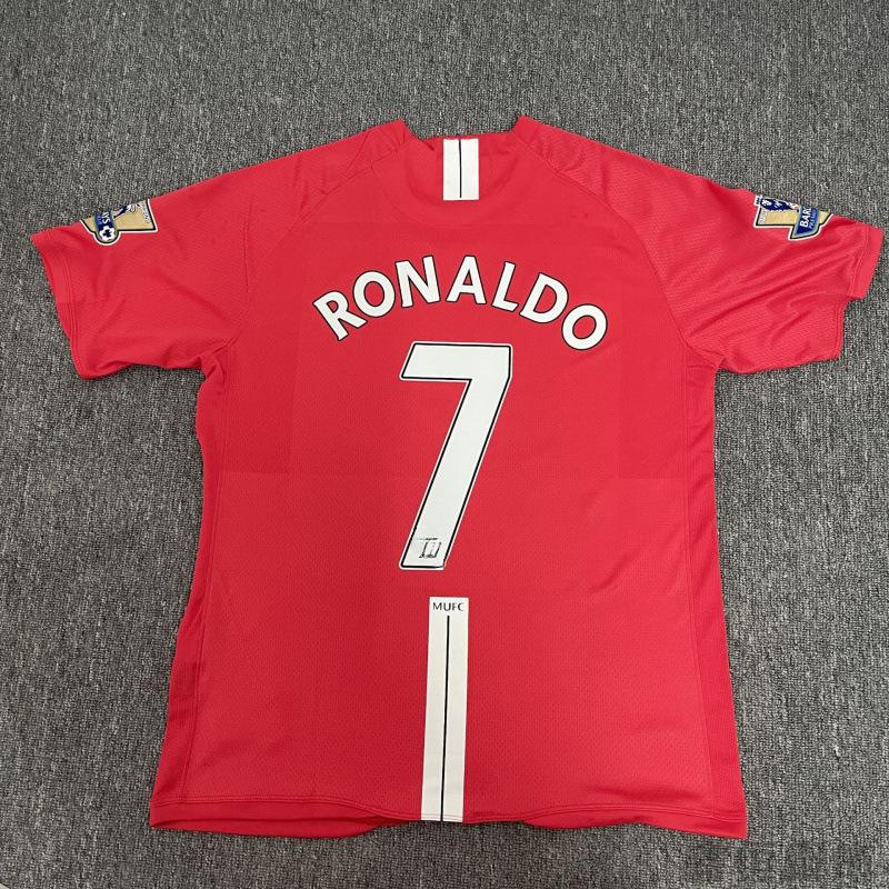 0708 Red Devils retro jersey home court No. 7 Ronaldo fan version Champions League version short-sleeved long-sleeved football jersey set S