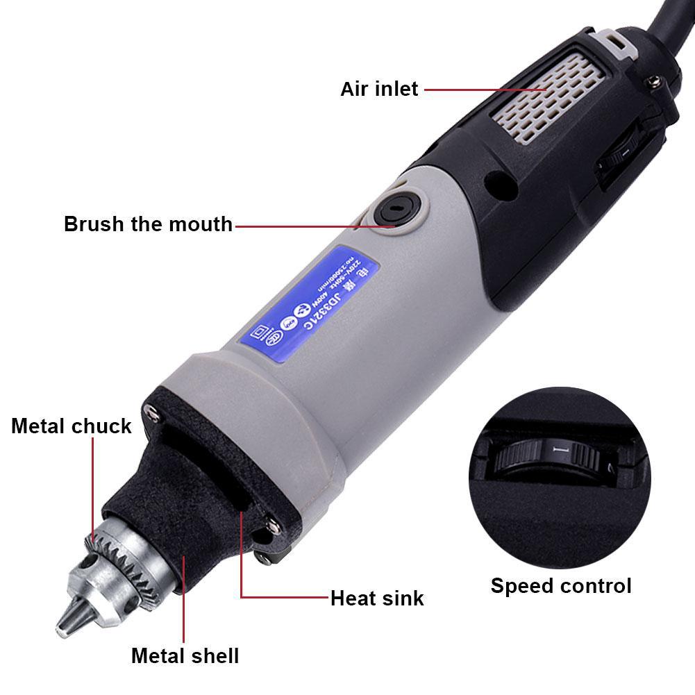 400W Electric Die Grinder Power Drill 6 Positions Variable Speed Rotary Tool
