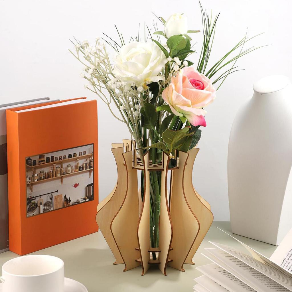 Flower Bouquet Vase Wooden Decorative Planter Flower Bouquet Buildings Vase For Patio Entrance Living Room Indoor Outdoor Porch
