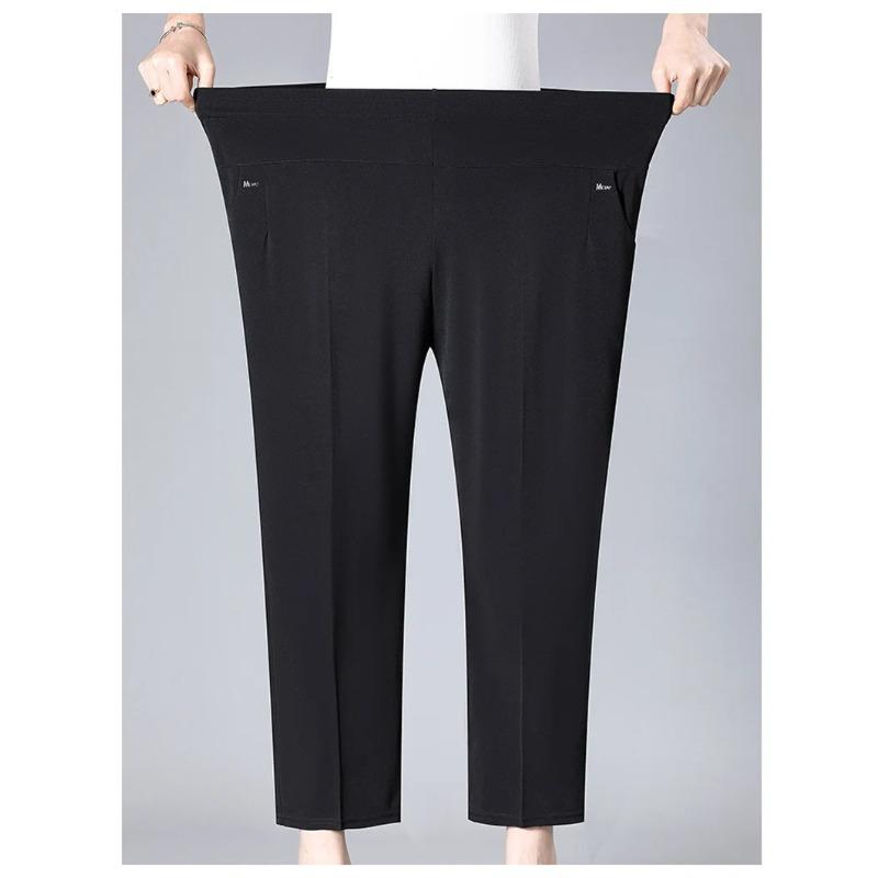 Middle Aged Women's Pants Summer Thin High Waiste Elastic Loose Straight Pants Casual Trousers