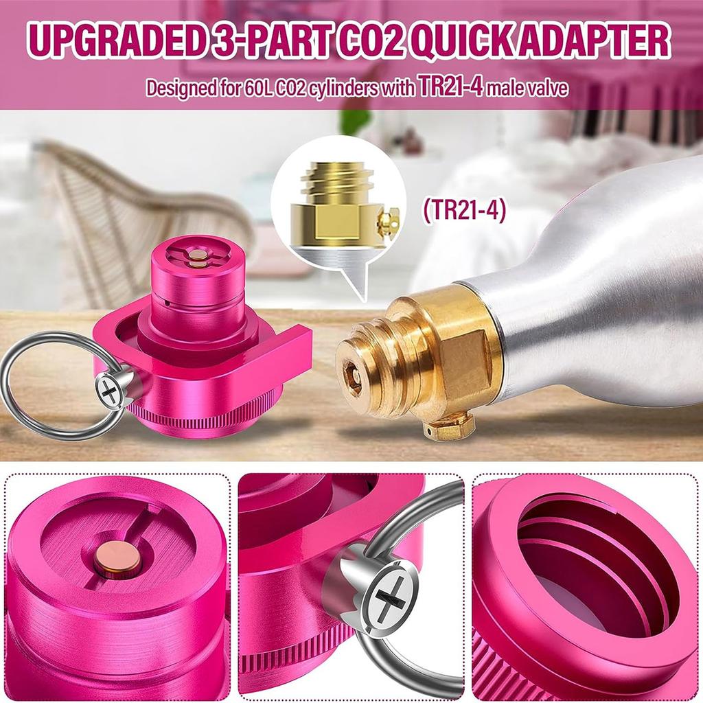 CO2 Quick Adapter for CO2 Soda Sparkling Water Heater Soda Stream Adapter Cylinder Trapezoidal Thread TR21-4 Connector