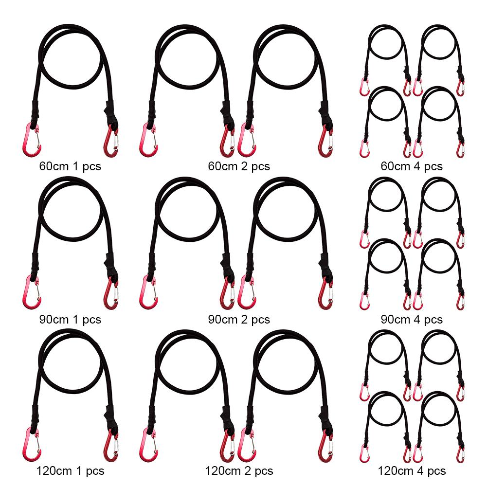 Heavy Duty Bungee Cord Aluminum Alloy Elastic Tie Strap String Carabiner Hooks Cord Elastic Rope Camping Accessories