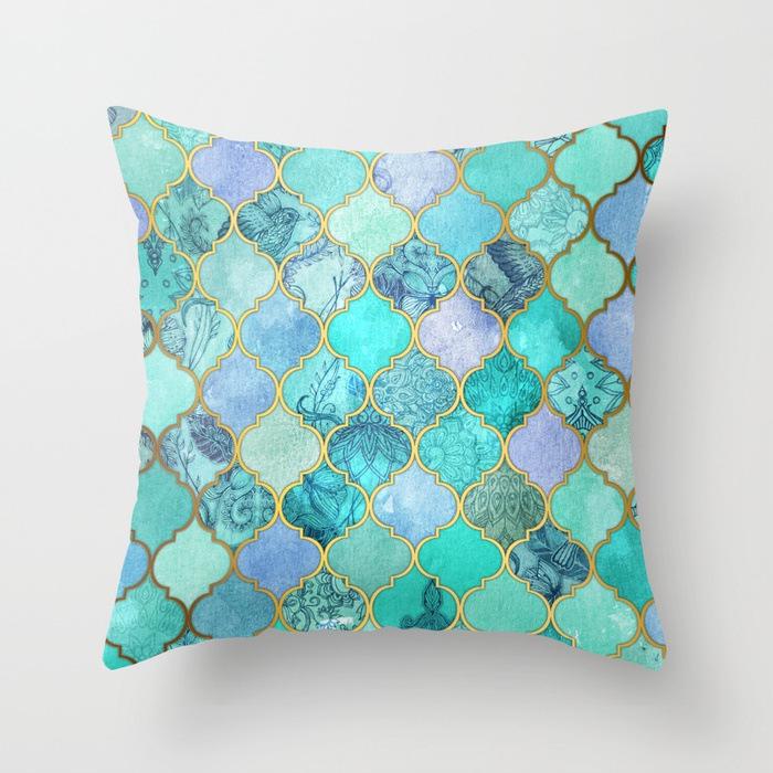 Simple Abstract Geometric Art Peach Leather Velvet Pillow, Fashionable and Comfortable Home Sofa Waist Cushion Pillow Cover