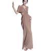 French Celebrity Daughter Wind Pleated Off-the-shoulder Neck Dress, High-end Women's Summer Slim-fit Backless Hip-wrapped Dress