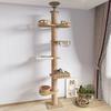 Cat Tree with Condo Scratching Board and Perch for Large Cats Made of Sisal and Solid Wood for All Cat Breeds