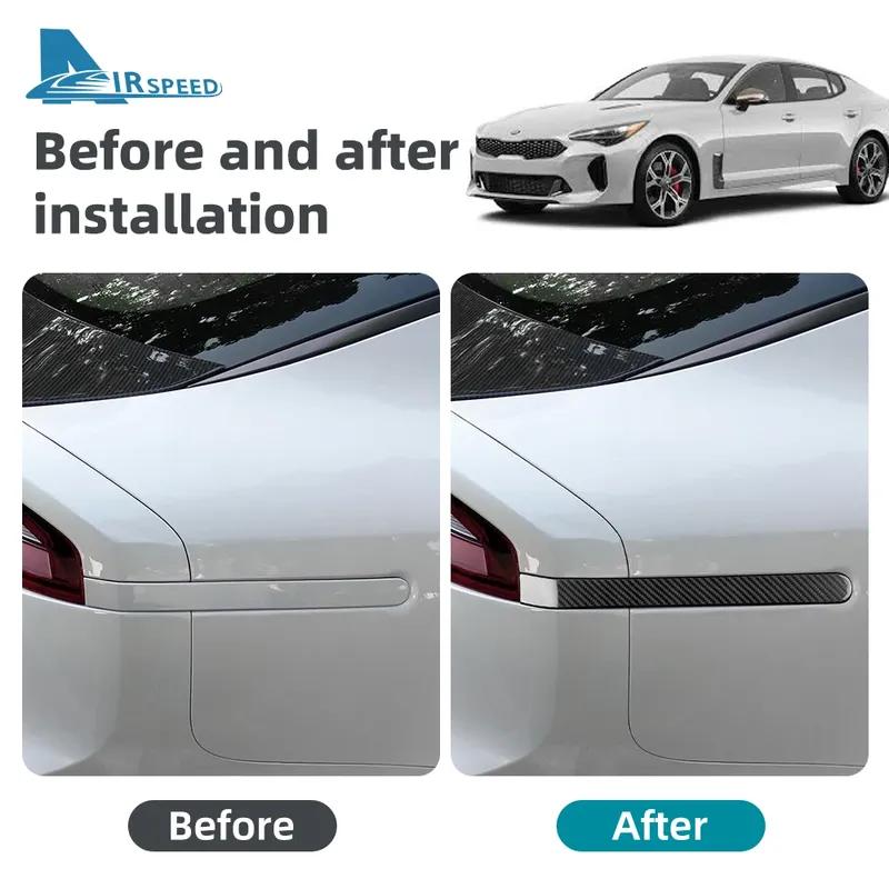 Real Hard Carbon Fiber Sticker For Kia Stinger      LHD RHD Car Rear Brake Light Strip Trim Accessories