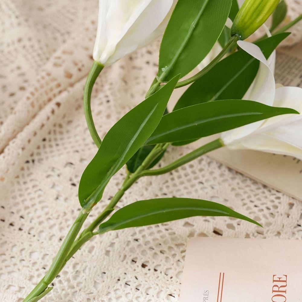 Flor de Lirio Artificial de 2 Cabezas Impresión 3D Ramo de Novia para Boda Decoración de Sala de Estar