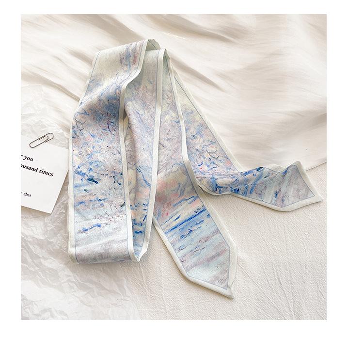 

Новинка ТОП Модный Лоскутный Принт Имитация Шелка Женский Шейный Платок Летние Сумки для Волос Ленты Двойной Пояс для Платья 7X130СМ 6.5CMX126CM