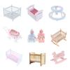 1:12 Dollhouse Miniature Baby Bed Wooden Cradle Baby Carriage Baby Walker Doll House Accessories For Dollhouse Decoration New