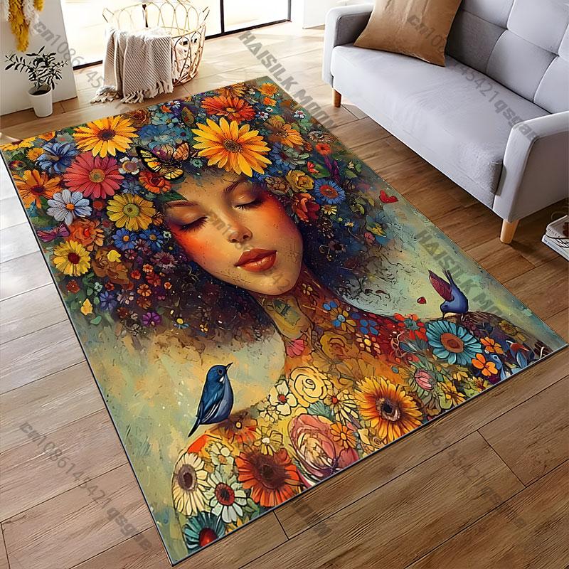 Nature harmony flowers vibrant life carpet Yoga living room room decor children's crawling mat doormat area rug games mat