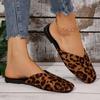 Fashion Sexy Suede Leopard Square Toe Slip On Mules Slippers Women Flat Heels Sandals Women 2025 Summer Fashion Outdoor Slippers Size 43