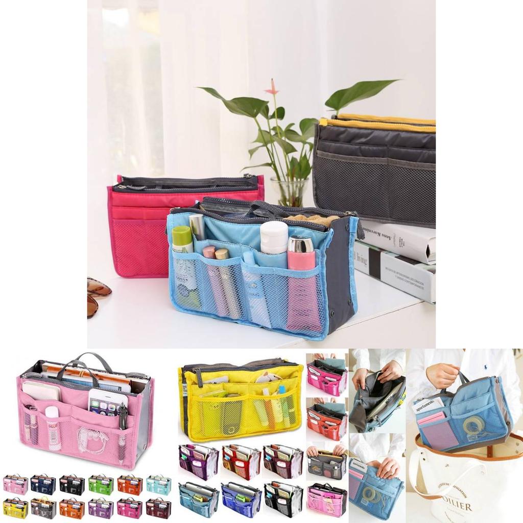 Sac à Maquillage Moderne Simple à Double Fermeture Éclair en Polyester Pour Voyage et Rangement de Salle de Bain