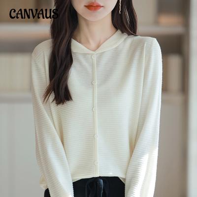 Doll Collar Pullover Long Sleeve Knit Women's Knitwear Loose Casual Age Reducing Thin Cardigan Flip Lapel Tops